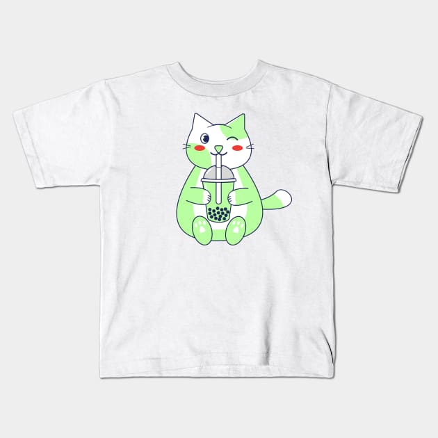 cute cat Kids T-Shirt by Itsme Dyna
